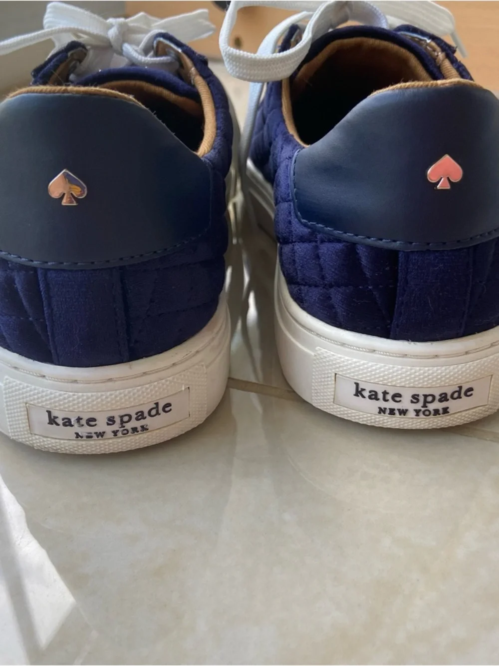 KATE SPADE Blue Velvet Quilted Sneakers 6.5